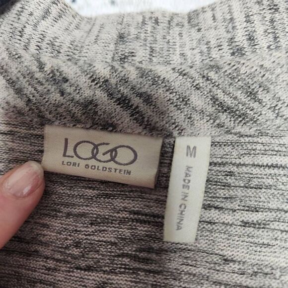 LOGO by Lori Goldstein Faux Suede Sleeve Full Zip Cardigan Tan Womens Medium - Picture 11 of 13